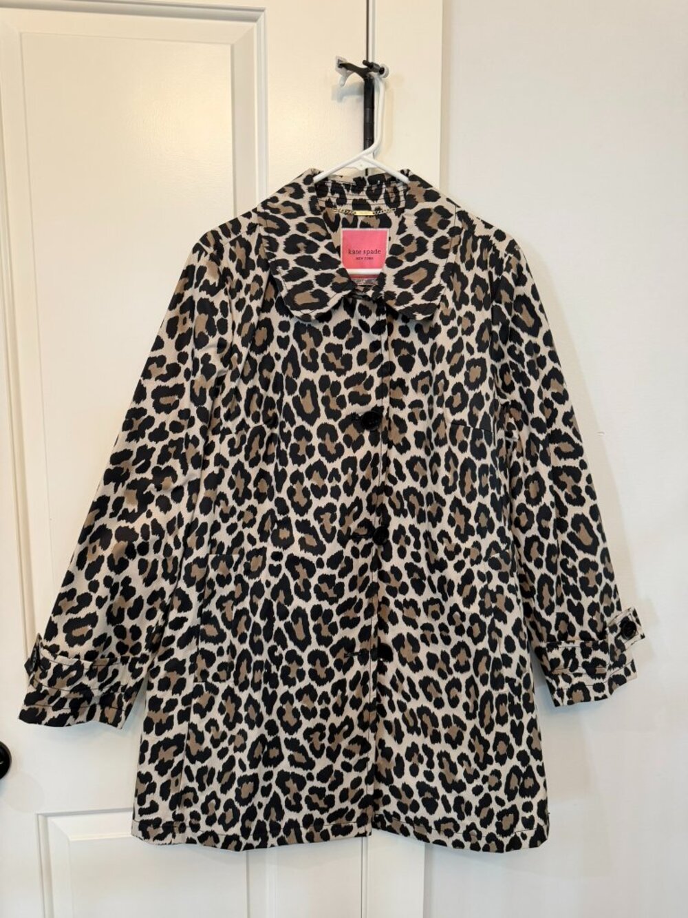Kate Spade New York Leopard Print Rain Jacket Coat Size L